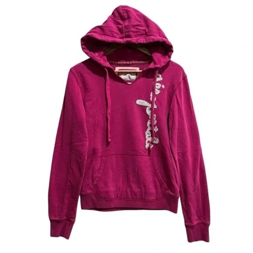 Aeropostale Magenta Hoodie L Women's Embroidered Pullover‎ Sweatshirt